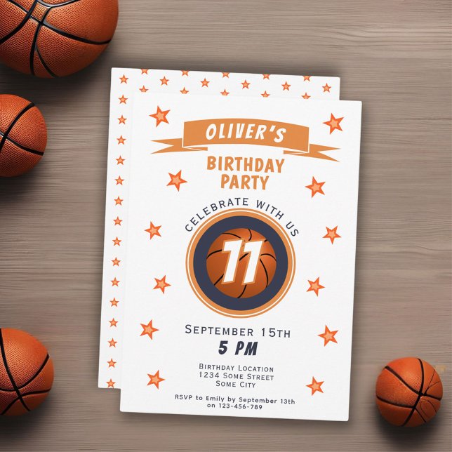Invitation Basket-ball moderne Balle Star Sports Anniversaire (Créateur téléchargé)