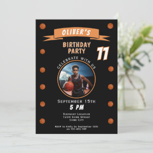 Invitation Basket-ball moderne Sports Anniversaire Photo