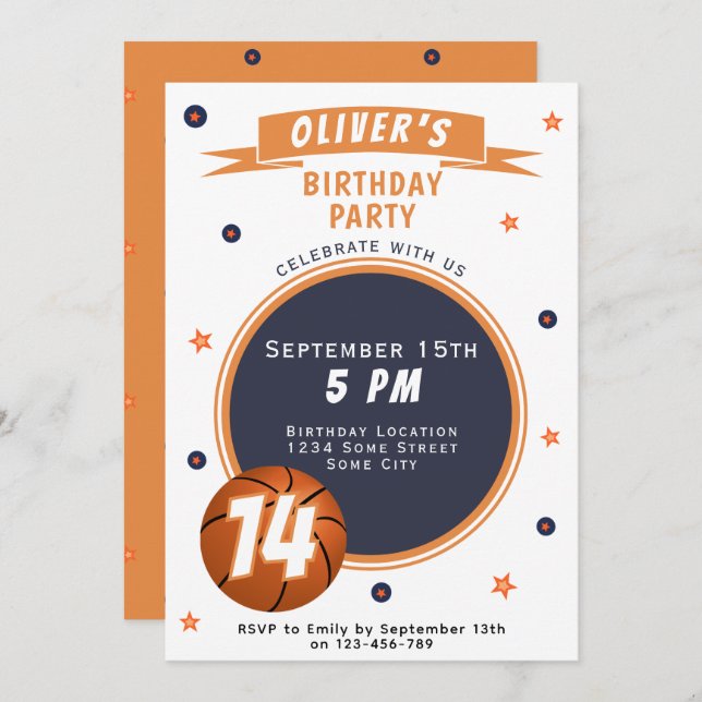 Invitation Basket-ball moderne Sports thématiques (Devant / Derrière)