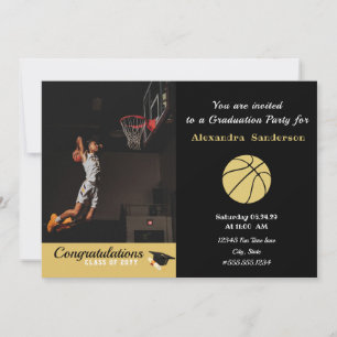 Invitation Basket-ball noir blanc et or