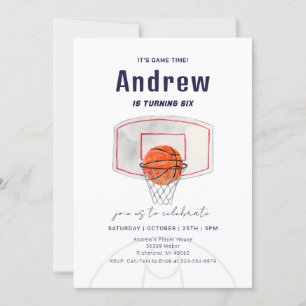Invitation Basket-ball simple personnel Anniversaire avec pho