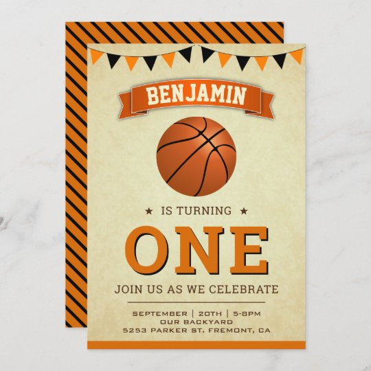 Invitation Basket Ball Vintage 1er Anniversaire Zazzle Fr