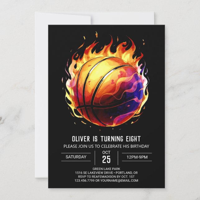 Invitation Basket Basket Enchanted Orange Enfants Anniversair (Devant)