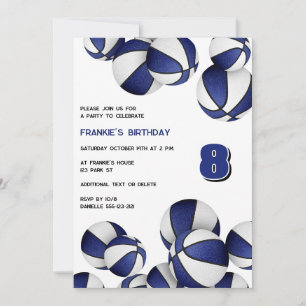 Invitation basket bleu blanc enfants sport