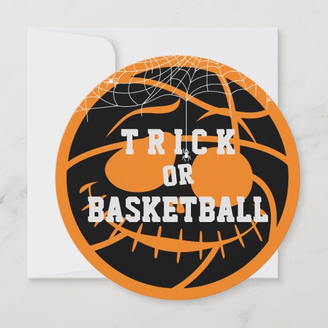 Invitation Basket d'Halloween Ball Trick ou Basketball Annive (Devant)