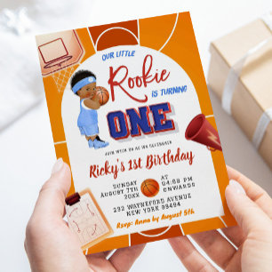 Invitation Basket moderne Rookie African Boy 1er anniversaire