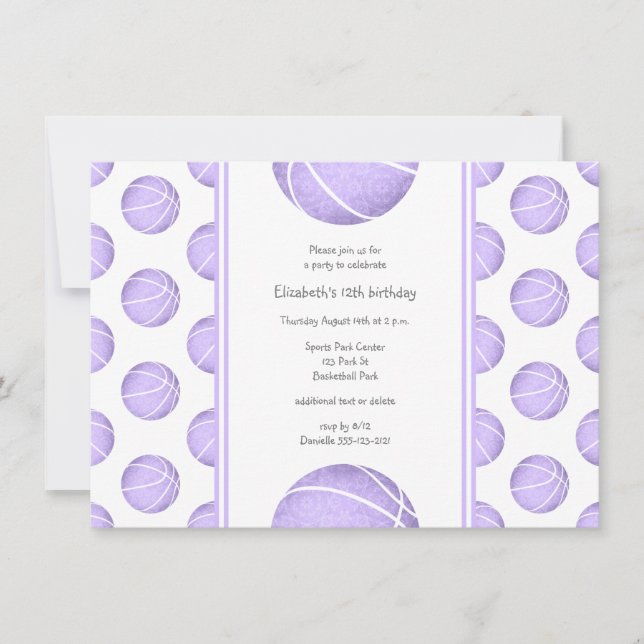 Invitation basket violet pastel motif (Devant)