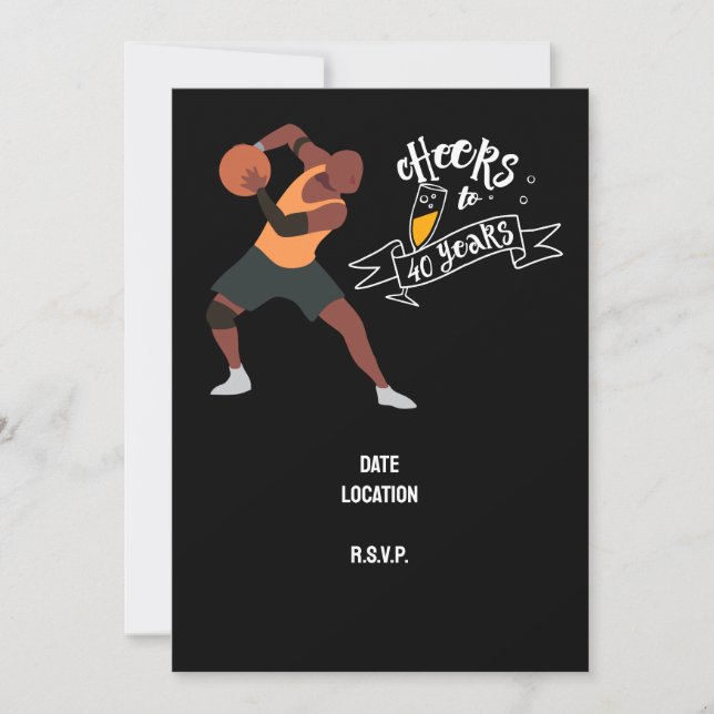 Invitation Basketball 40e anniversaire Enregistrer la date in (Devant)