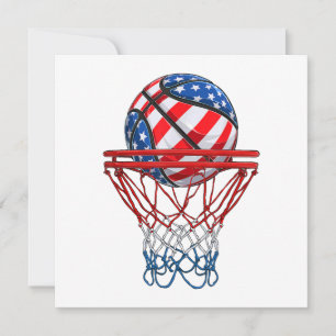Invitation Basketball Américain Patriotique 4 Juillet Drapeau