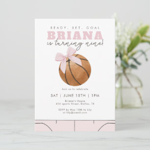 Invitation Basketball Anniversaire Filles Sport à Ruban Rose