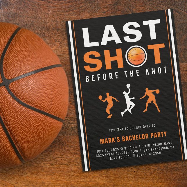 Invitation Basketball Bachelor Party Last Shot Orange & Black (Créateur téléchargé)