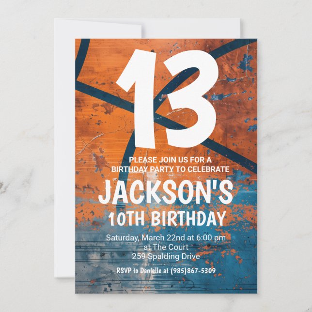 Invitation Basketball Birthday Invite (Devant)