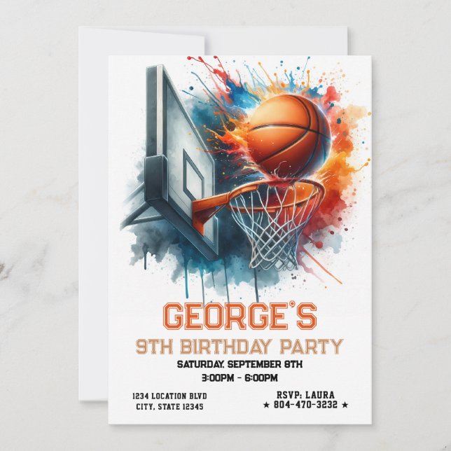 Invitation Basketball Boy Anniversaire (Devant)