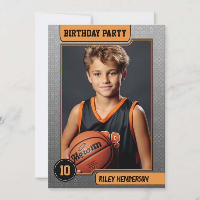 Invitation Basketball Boy's Photo Birthday Party (Devant)