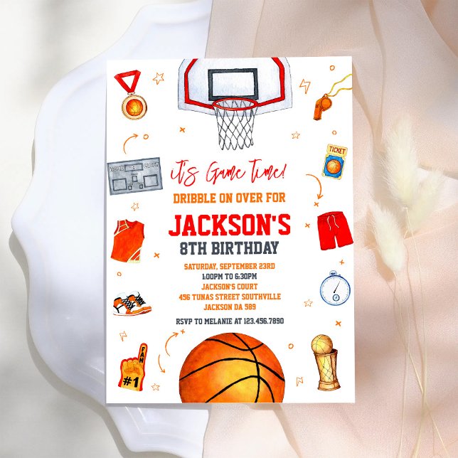 Invitation Basketball C'est l'heure du match Anniversaire gar (Créateur téléchargé)