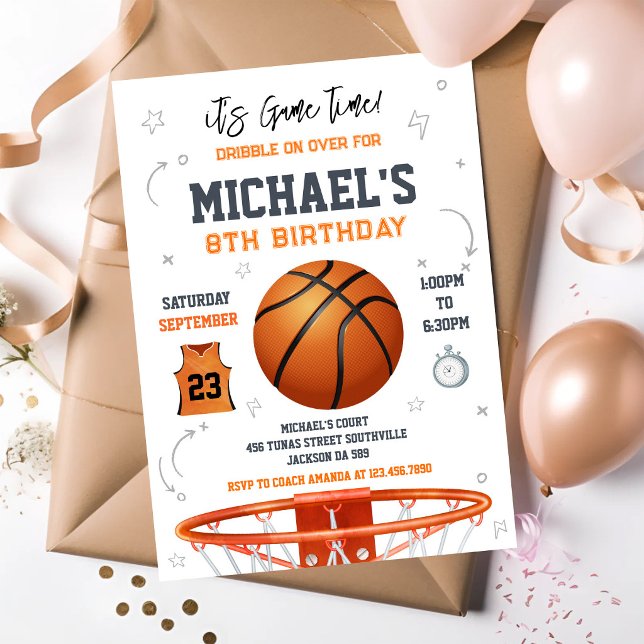 Invitation Basketball C'est l'heure du match Anniversaire gar (Créateur téléchargé)