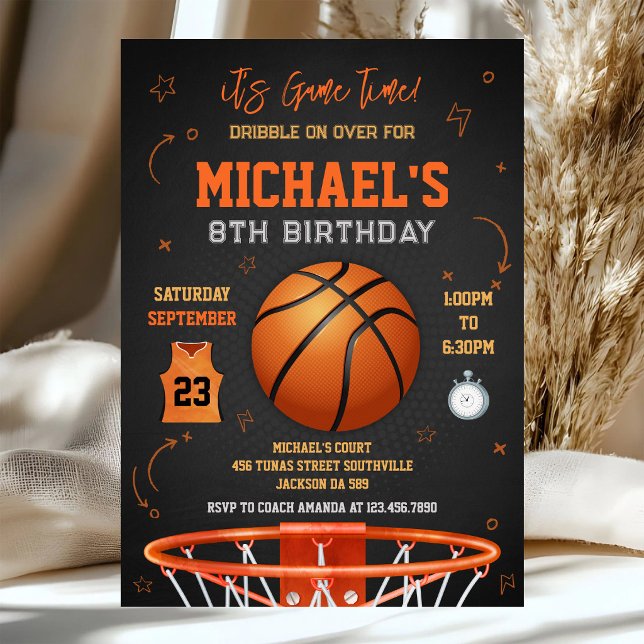 Invitation Basketball C'est l'heure du match Anniversaire gar (Créateur téléchargé)