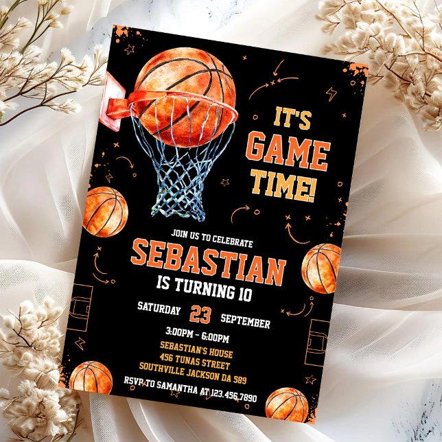 Invitation Basketball C'est l'heure du match Anniversaire gar (Créateur téléchargé)