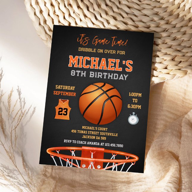 Invitation Basketball C'est l'heure du match Anniversaire gar (Créateur téléchargé)