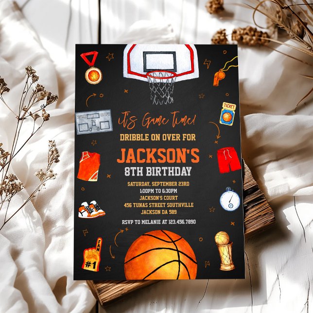 Invitation Basketball C'est l'heure du match Anniversaire gar (Créateur téléchargé)