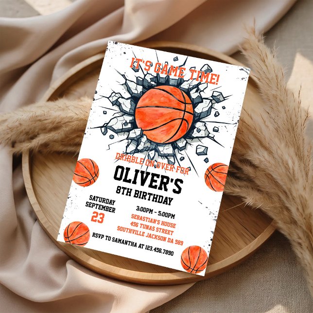 Invitation Basketball C'est l'heure du match Anniversaire gar (Créateur téléchargé)