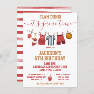 Invitation Basketball Clothesline Anniversaire fête Invitatio
