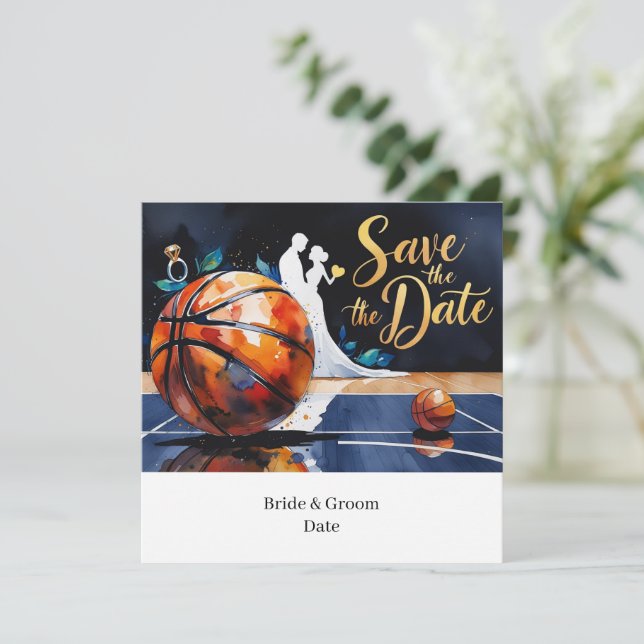 Invitation Basketball Enregistrer le Mariage de date (Debout devant)