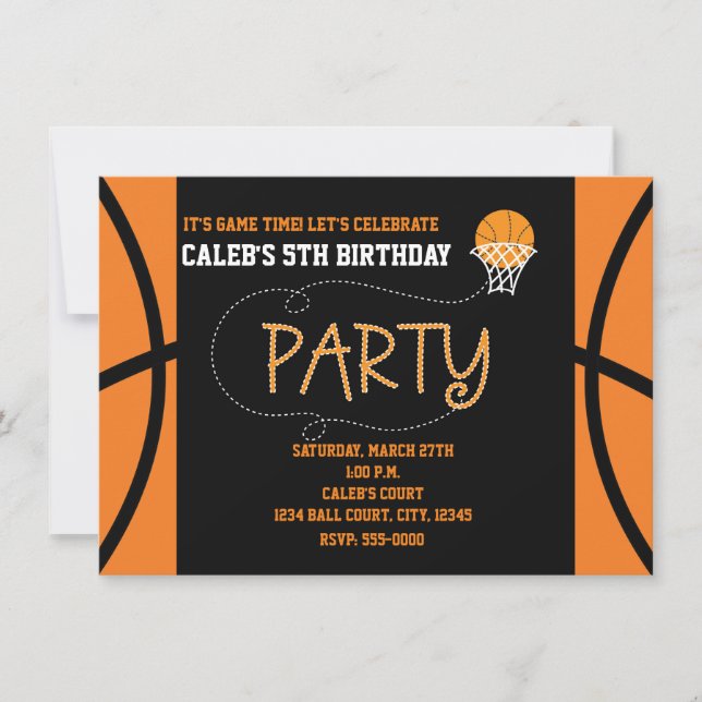 Invitation BASKETBALL FÊTE Typographie Anniversaire Invitatio (Devant)
