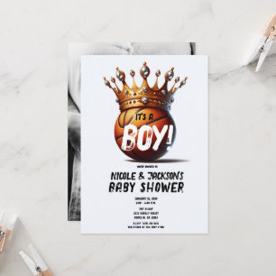 Invitation Basketball King Gold Crown Baby shower photo
