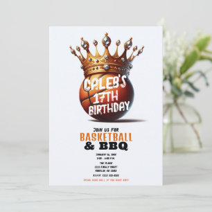 Invitation Basketball King Gold Crown Photo Anniversaire
