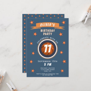 Invitation Basketball Moderne Étoile Sportive Anniversaire