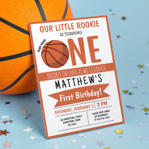 Invitation Basketball moderne mignon Ruban Enfants 1er annive