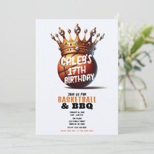 Invitation Basketball Roi Couronne D'or Photo Anniversaire 