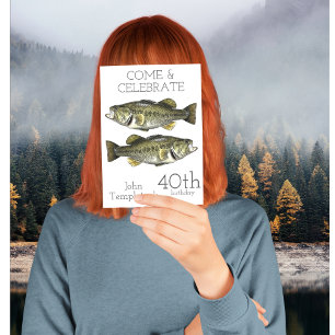 Invitation Basse Pêche Adulte Sports d'Anniversaire Homme en