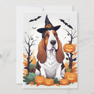 Invitation Basset Halloween mignonne adorable animal drôle