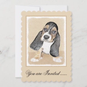 Invitation Basset Hound Peinture Chiot - Art Chien original