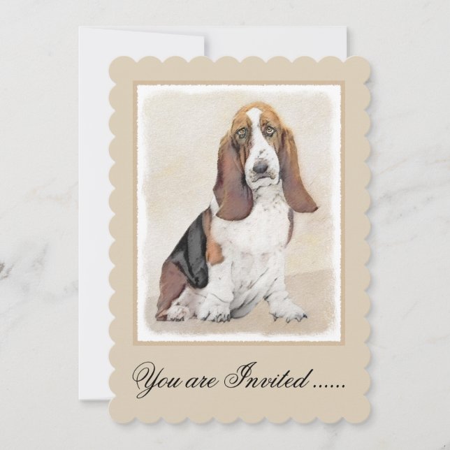 Invitation Basset Hound Peinture - Cute Original Chien Art (Devant)