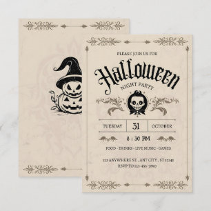 Invitation Bassh mâché : Un Spectacle Vintage d'Halloween