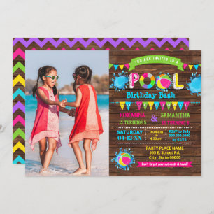 Invitation Bassin d'anniversaire de Hot Pink Pool, photo de f