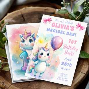 Invitation Bassin d'anniversaire de la licorne magique pour b