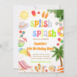 Invitation Bassin de la fête de la piscine de Splish