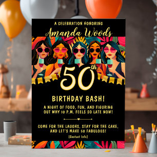 Invitation Bassin Glam 50e anniversaire avec design de fête c