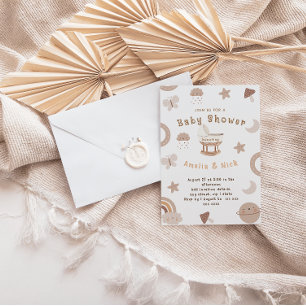 Invitation Bassin Minimal Boho pour Bébé de Genre Neutre pour
