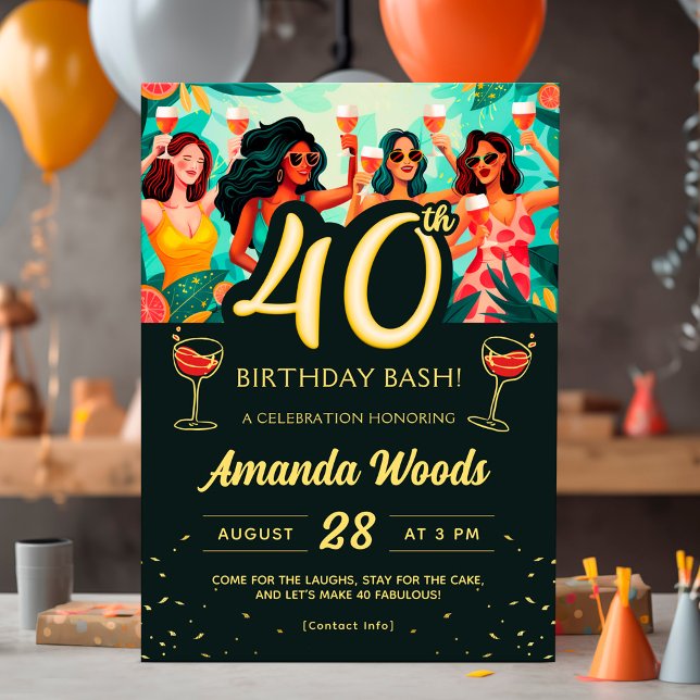Invitation Bassin tropical de 40 ans avec cocktail (Créateur téléchargé)