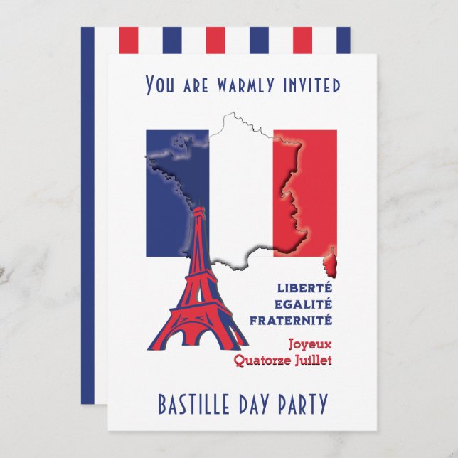Invitation BASTILLE DAY Party (Devant / Derrière)