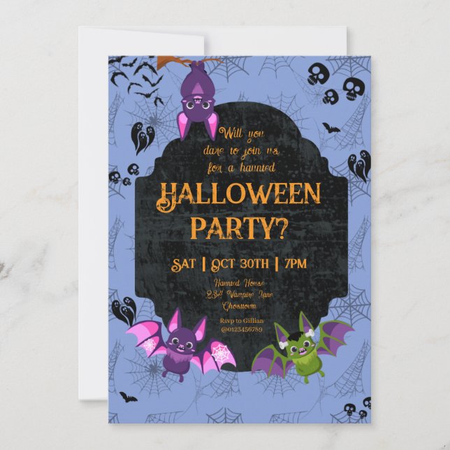 Invitation Bat 1 d'Halloween (Devant)
