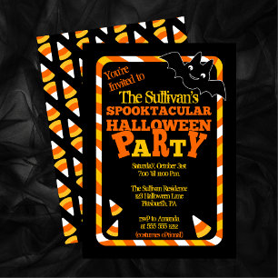 Invitation Bat et Candy Corn Spooktacular Halloween Party In