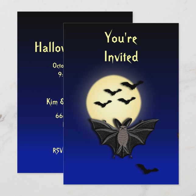 Invitation Bat Halloween (Devant / Derrière)