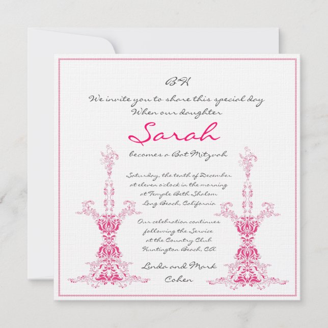 Invitation Bat mitzvah (Devant)