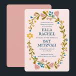 Invitation Bat mitzvah à couronne florale sur mesure dessiné<br><div class="desc">Carte parfaite pour annoncer une bar mitzvah, bat mitzvah ou autre célébration juive ! L'art fait main pour vous ! ENTIÈREMENT PERSONNALISABLE ! Cliquez sur "Personnaliser" ci-dessus pour modifier le texte. Cliquez sur "modifier à l'aide de l'outil de conception" pour ajuster les polices, les couleurs et les placements. Vous pouvez...</div>